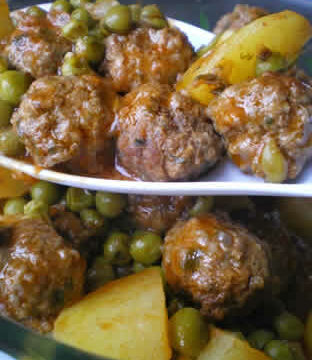Mijoté de boulettes aux petits pois