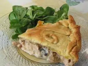 tourte aux champignons et escalope de poulet