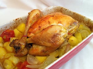 poulet au four avec pommes de terre
