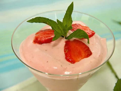 mousse de fraises et menthe avec thermomix