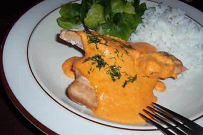 saumon avec sauce au poivron avec cookeo