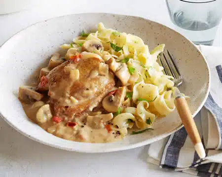 cuisse de lapin avec moutarde creme fraiche champignon au cookeo