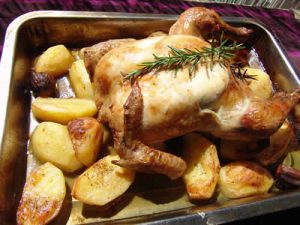 poulet roti aux pommes de terre