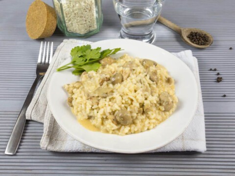 Risotto au poulet et champignons