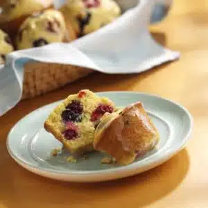 muffin polenta citron framboises