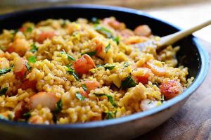 risotto aux crevettes et curry