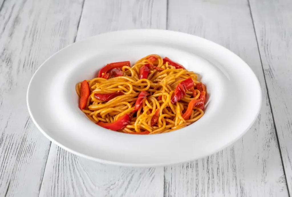 pâtes aux poivrons rouges cookeo