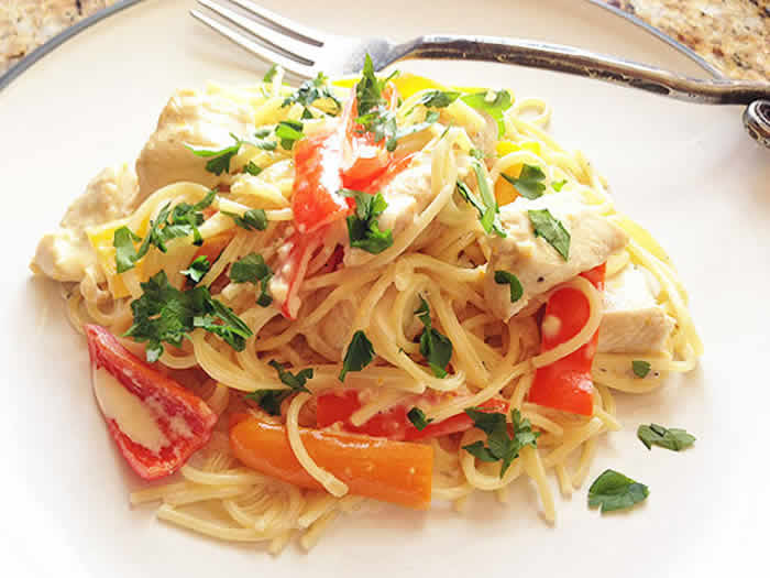 poulet poivron creme