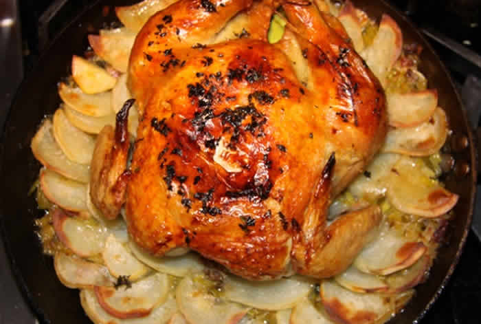 poulet roti four pommes de terre