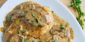 Poulet à la moutarde et aux champignons