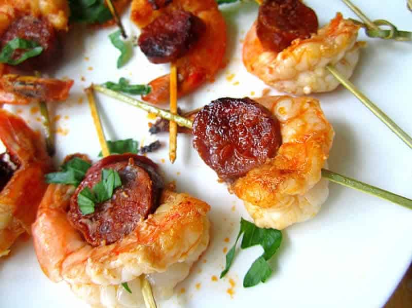 brochettes aux crevettes chorizo