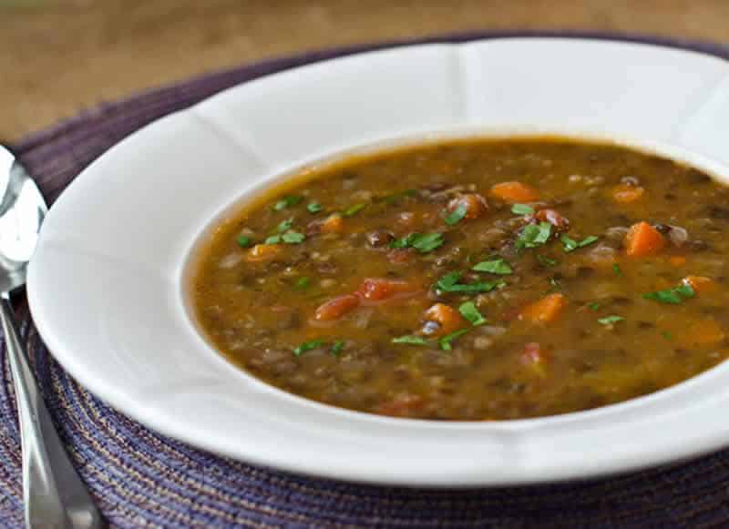 Lentilles lardons cookeo