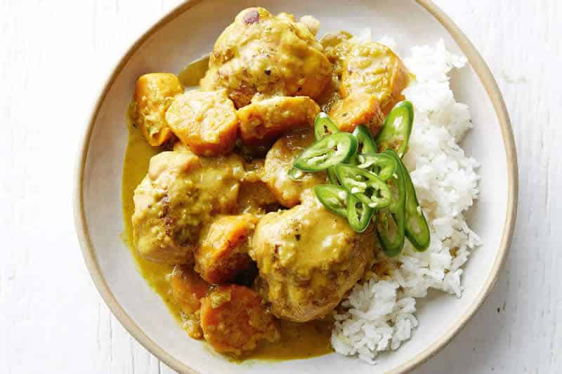 Plat de poulet curry cookeo