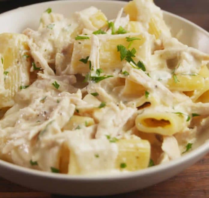 poulet pates creme