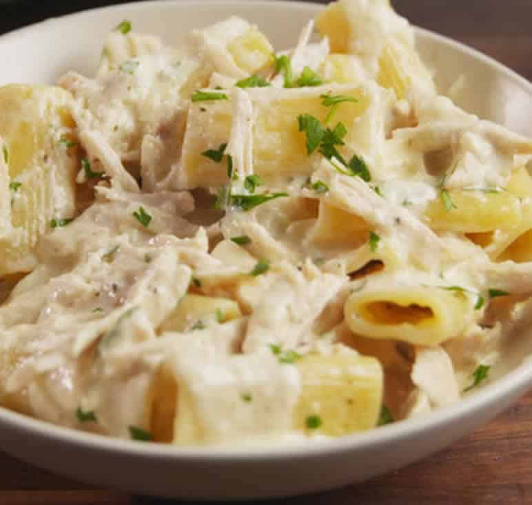poulet pates creme