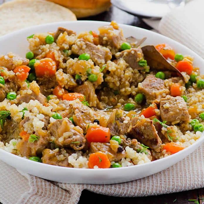 quinoa boeuf carottes petits pois cookeo