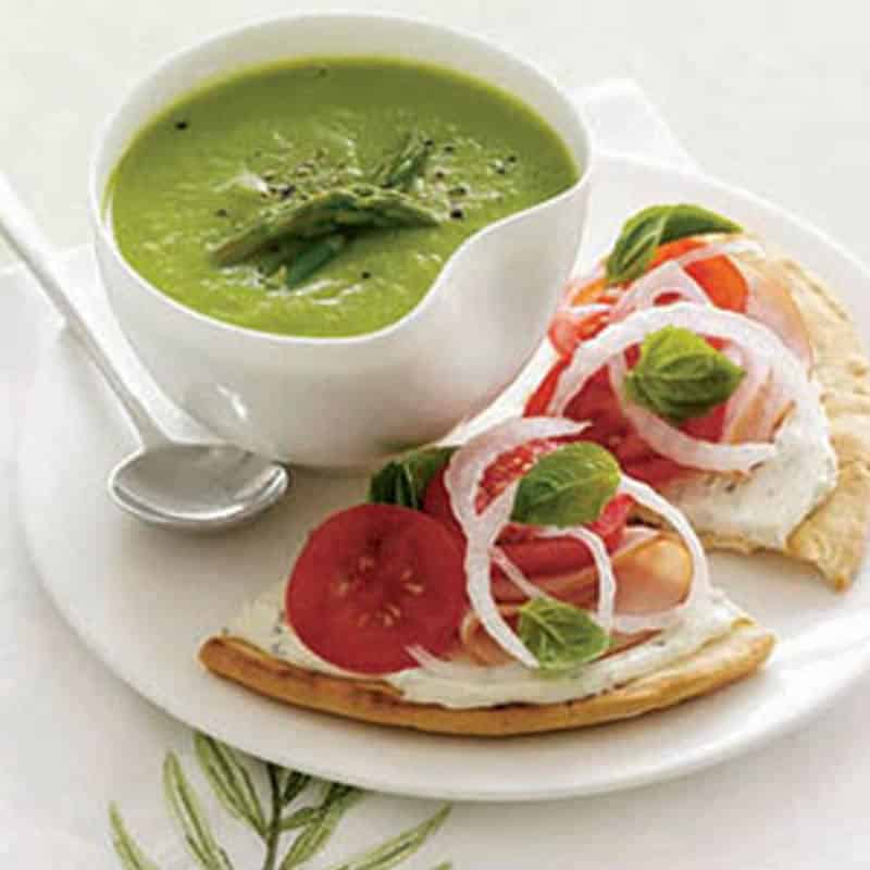 soupe asperges tartelettes dinde fume