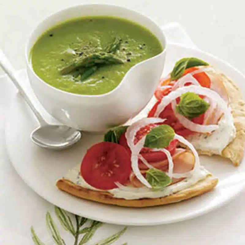 soupe asperges tartelettes dinde fume