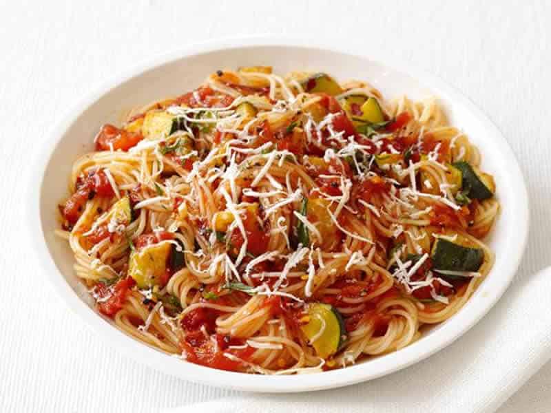 spaghetti aux tomates et courgettes au Cookeo