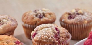 Muffins au chocolat blanc et framboises au thermomix