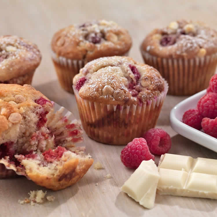 Muffins au chocolat blanc et framboises au thermomix