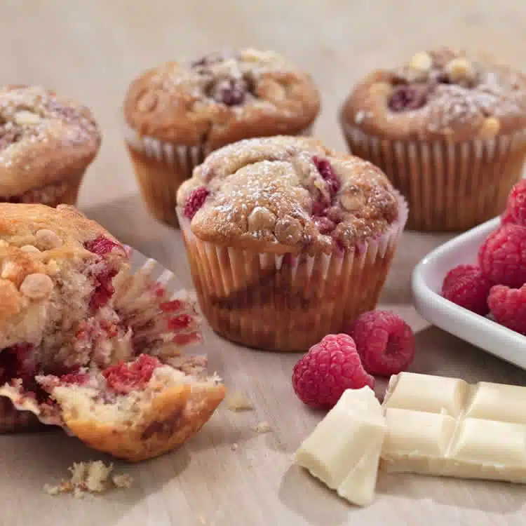 Muffins au chocolat blanc et framboises au thermomix