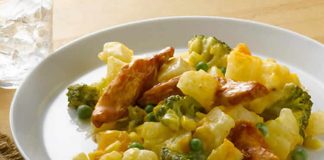 Poulet aux pomme de terre brocoli et petits pois cookeo