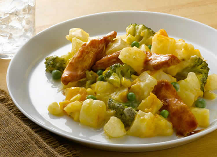 Poulet aux pomme de terre brocoli et petits pois cookeo