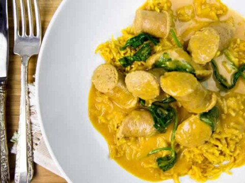 Saucisses au curry et noix de coco au thermomix