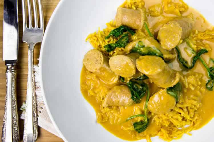 Saucisses au curry et noix de coco au thermomix