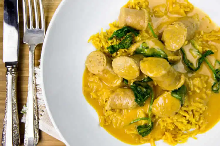 Saucisses au curry et noix de coco au thermomix