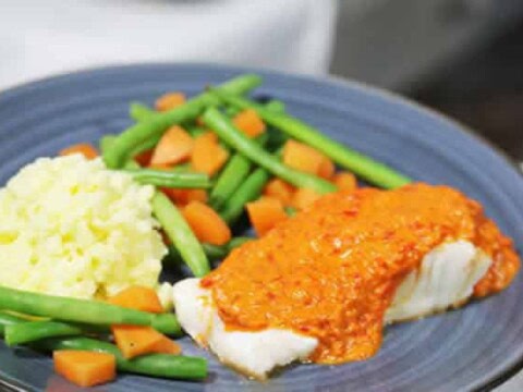 Cabillaud légumes et sauce de poivrons au thermomix