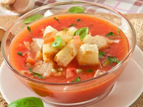 gaspacho de nectarine et pain d'épices au thermomix