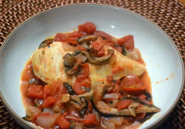 Poulet aux champignons et tomates au cookeo