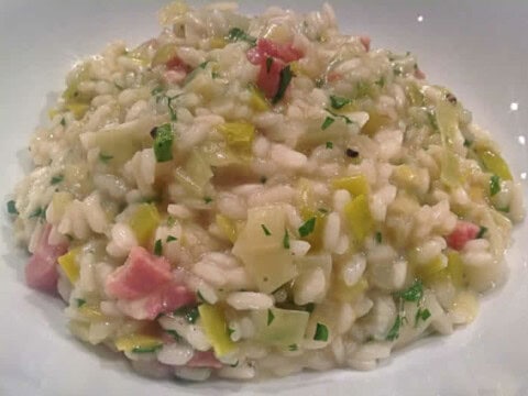 Risotto au jambon et poireaux au cookeo