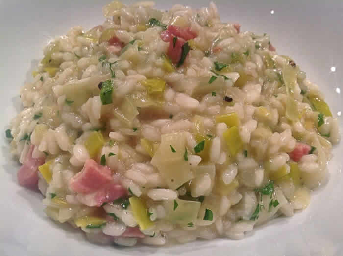 Risotto au jambon et poireaux au cookeo