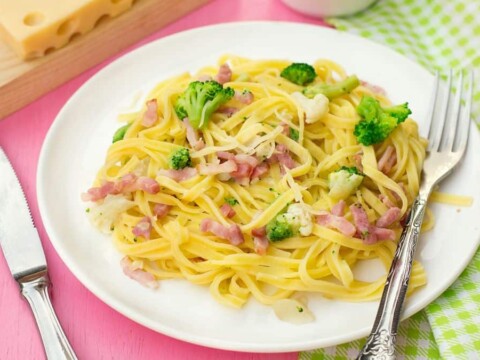 brocoli et chou-fleur avec jambon au cookeo