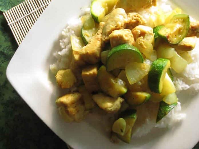 poulet courgette curry au cookeo