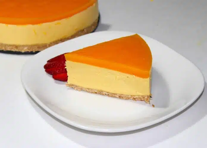 Cheesecake orange au coulis de mangue avec thermomix