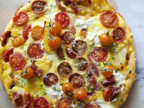 Frittata aux tomates cerises jambon et ricotta