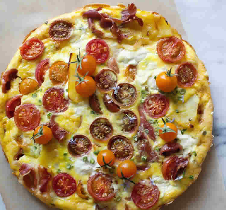 Frittata aux tomates cerises jambon et ricotta