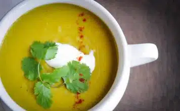 Soupe petit pois curry au thermomix