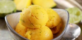 sorbet mangue citron et menthe avec thermomix