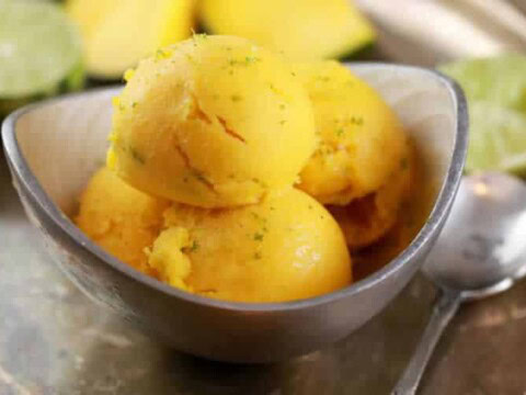 sorbet mangue citron et menthe avec thermomix