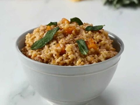 Courge butternut et riz au four