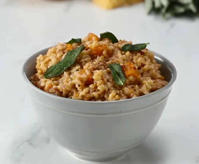 Courge butternut et riz au four