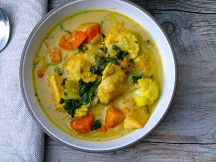 Escalopes de poulet aux légumes et curry au cookeo