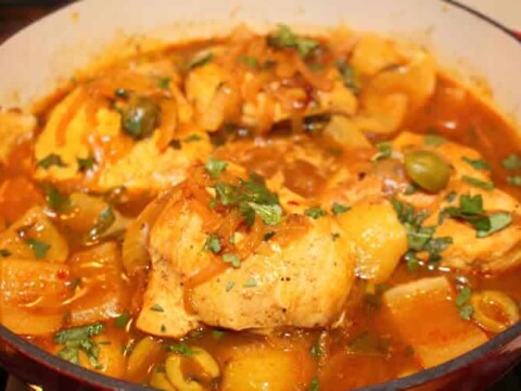 Poulet olives vertes et pommes de terre au cookeo