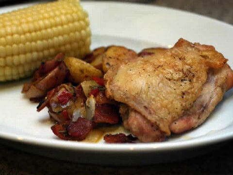 Cuisses de poulet pomme de terre lardon au Cookeo