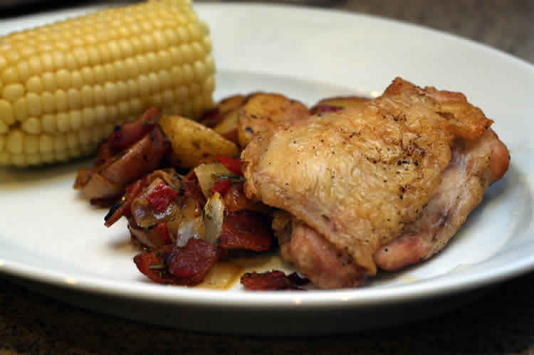 Cuisses de poulet pomme de terre lardon au Cookeo